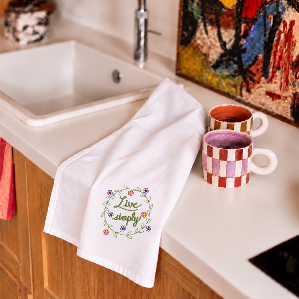 KITCHENWARE - 'Live Simply' Tea Towel