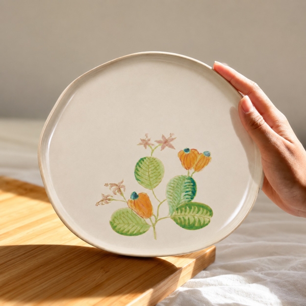 BÁT TRÀNG CERAMIC - Large Round Plate in Pumpkin
