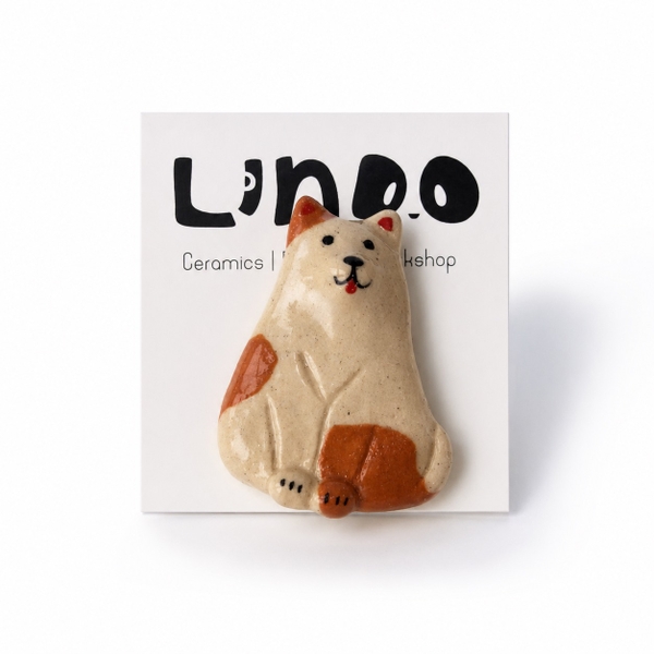 LINDO CRAFTS - Orange Spot Dog Ceramic Magnet