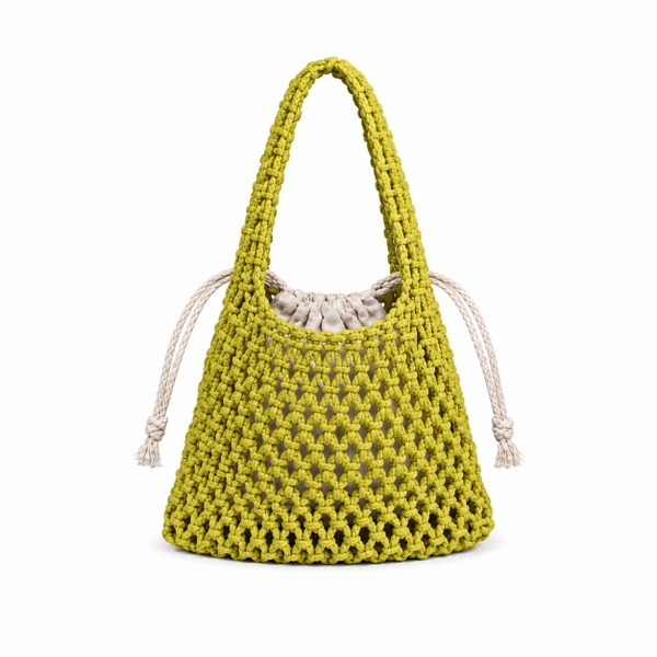Mini Macrame Hand Bag in Yellow