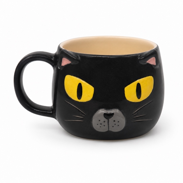 MEOW POTTERY - Short Mug in Black Cat