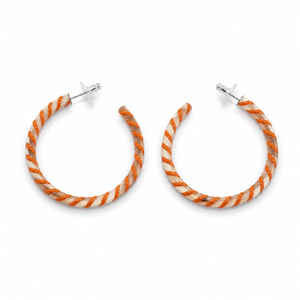 AZIET -  Buffalo Horn & Lacquer Twisted Hoop Earrings in Orange