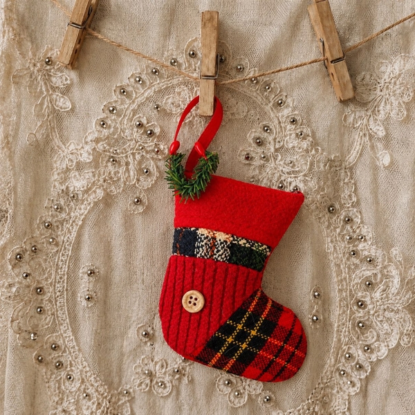 CHRISTMAS - Quilt Ornament in Stocking