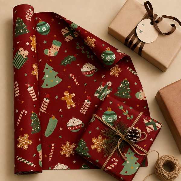 TIỆM CÁ TRỨNG - 'Stocking & Sweets' Christmas Wrapping Paper