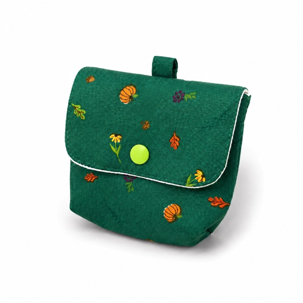 RUNG HANDMADE - 'Flower & Pumpkin' Wallet Keychain With Flap