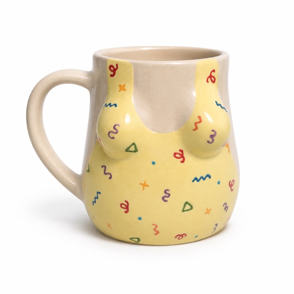 MEOW POTTERY - Monokini Mug in Butter Yellow With Colorful Confetti