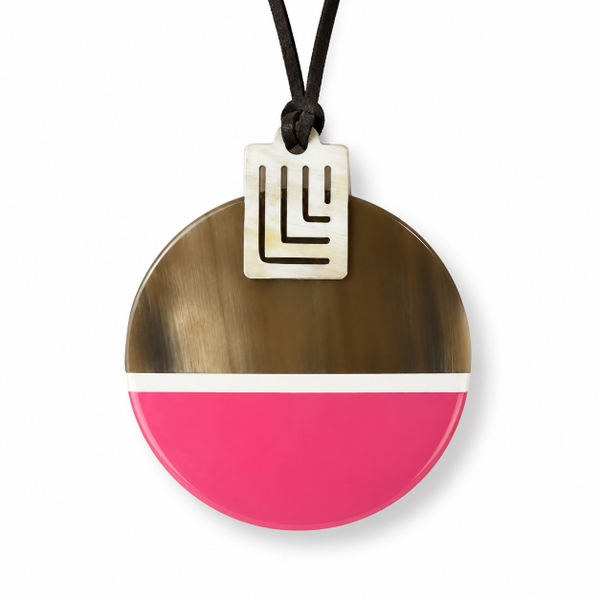 AZIET -  Buffalo Horn & Lacquer Necklace In Fuchsia