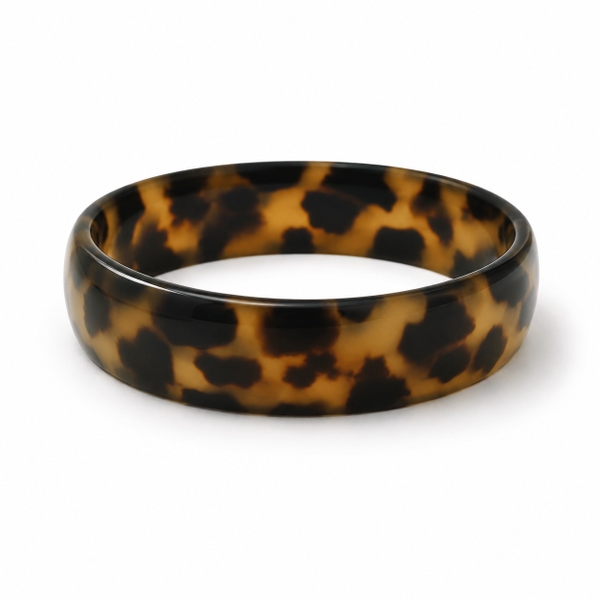 AZIET -  Buffalo Horn & Lacquer Medium Flat Bracelet in Leopard
