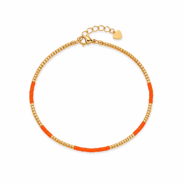 HUMANITY HANOI -  Orange & 24K Gold Plated Bead Bracelet