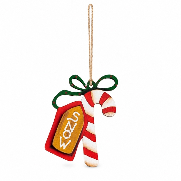 CHRISTMAS - Wood Ornament in Candy Cane