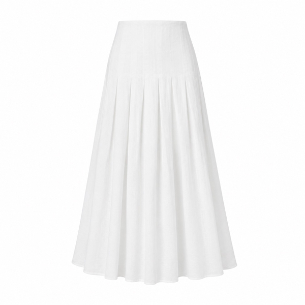 HUMANITY HANOI -  Linen Pleated Skirt in White