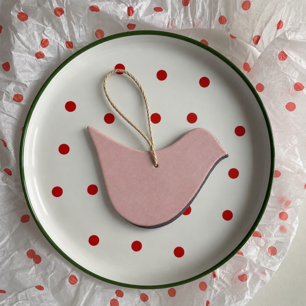 BÁT TRÀNG CERAMIC - Christmas Ornament in Pink Bird