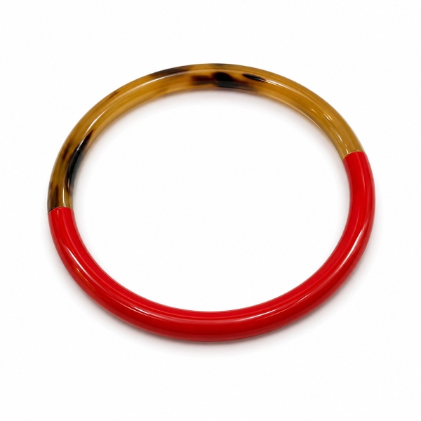 AZIET -  Buffalo Horn & Lacquer Round Bracelet in Red