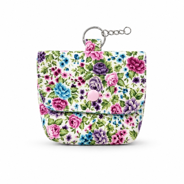 RUNG HANDMADE - 'Colorful Rose' Wallet Keychain With Flap