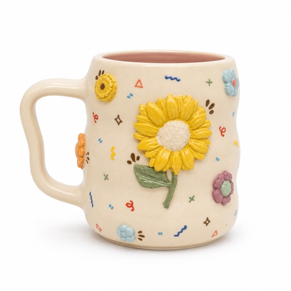 MEOW POTTERY - Bubble Mug With Sunflower Charm