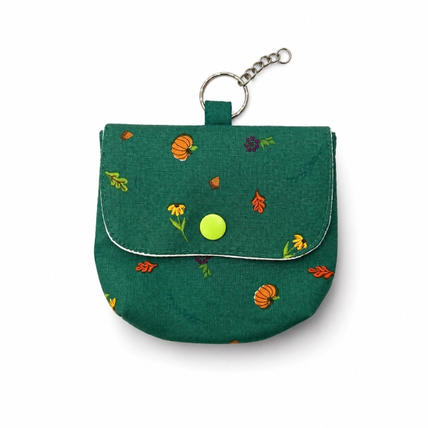 RUNG HANDMADE - 'Flower & Pumpkin' Wallet Keychain With Flap