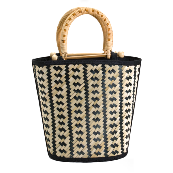 Bamboo Basket Bag With Wooden Handle