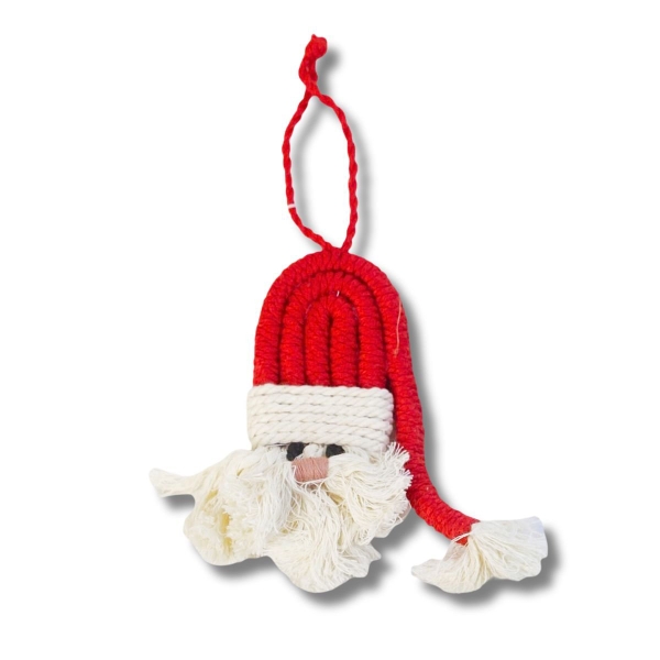 Christmas Ornament - Macrame Santa in Red