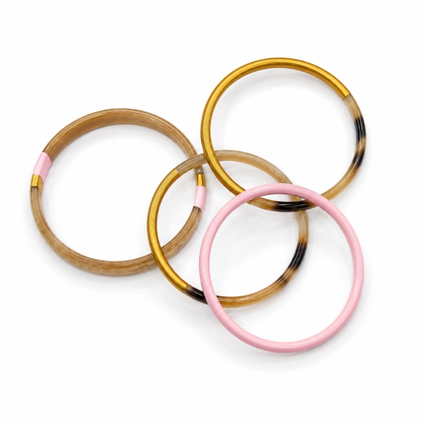 AZIET -  Buffalo Horn & Lacquer Set Bracelet in Pink