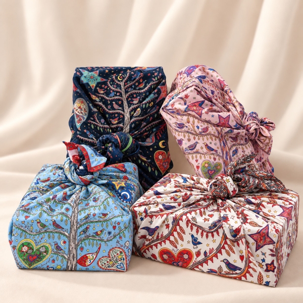SQUARE SCARF - ‘Tree Of Life’ in Blue