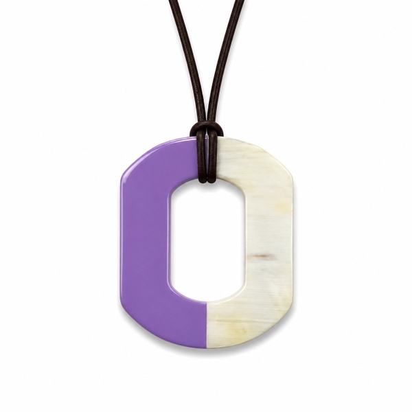 AZIET -  Buffalo Horn & Lacquer Necklace In White & Purple