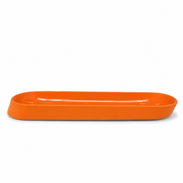 BAT TRANG -  Ceramic Thick Oval Tray In Orange