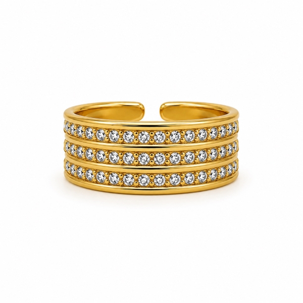 MIALIE - 18K Gold Plated Triple Layer Gemstone Ring