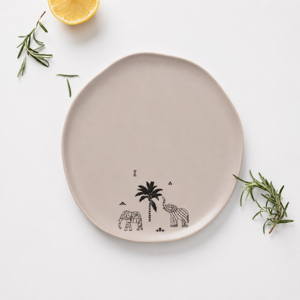 BÁT TRÀNG CERAMIC - Large Round Plate in Elephant