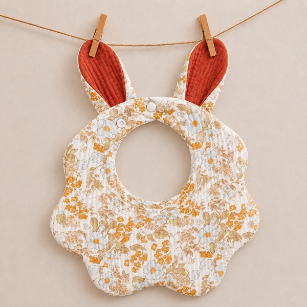 KID & BABY - Muslin Bunny Bib in Flower & Bunny