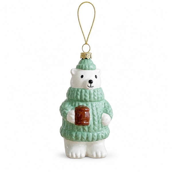 Poly CHRISTMAS Ornament - Polar Bear in Green Sweater