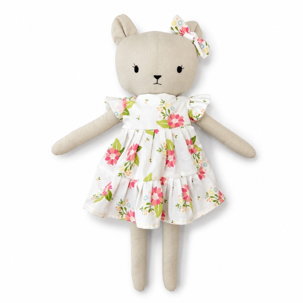 RUNG HANDMADE - Misa Bear in White Floral Dress