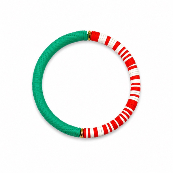 ELI & LOU - Polymer Clay Heishi Bracelet In Half Green