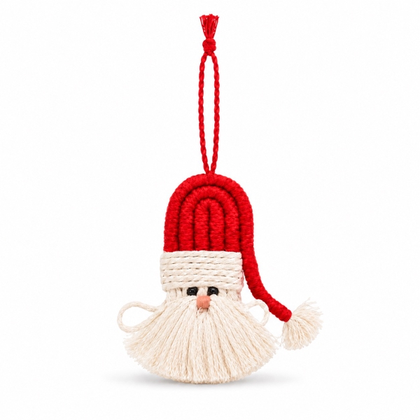 Macrame Christmas Ornament - Santa in Red
