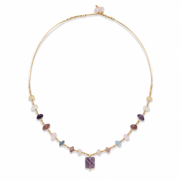 MERAKI TOWN - Mix Stone Necklace In Rose Quartz