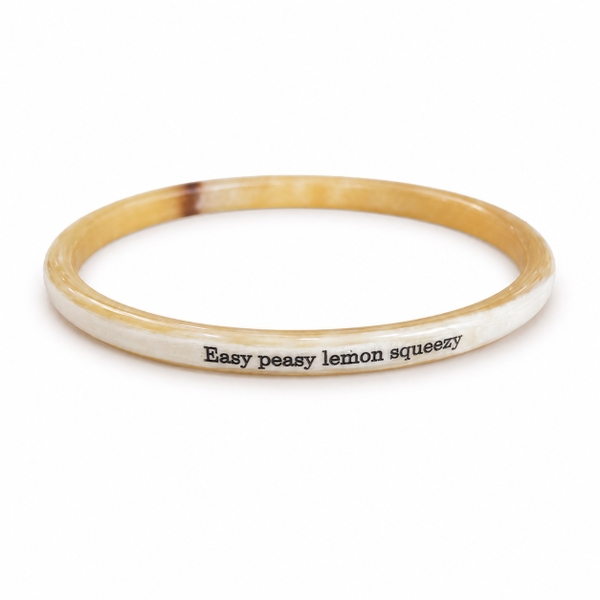 AZIET -  Buffalo Horn Quote Bangle ‘Easy Peasy Lemon Squeezy’