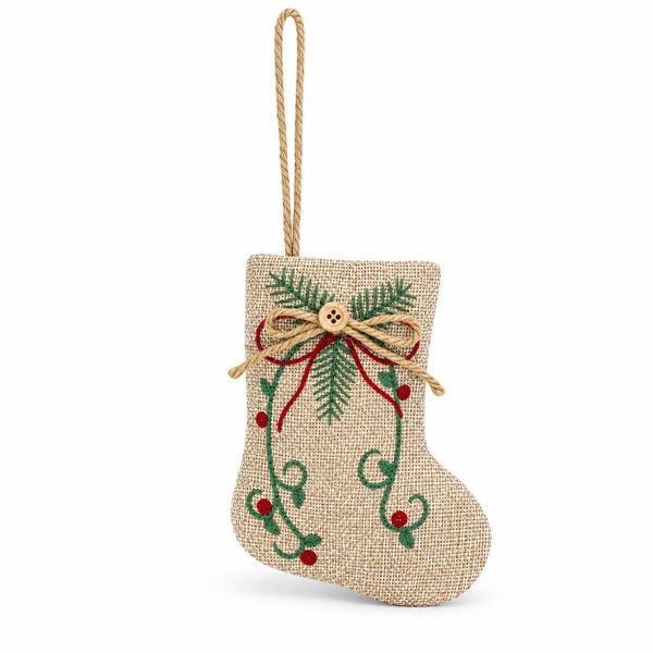 CHRISTMAS - Jute Ornament in Stocking