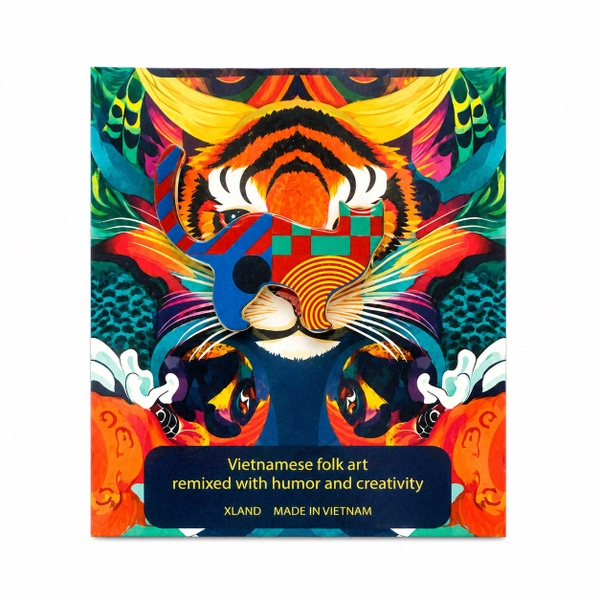XLAND - ‘Standing Cat In Colorful Geometric’ Mini Pin