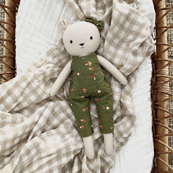 RỪNG HANDMADE - Misa Bear in Dark Green Mushroom Jumpsuit
