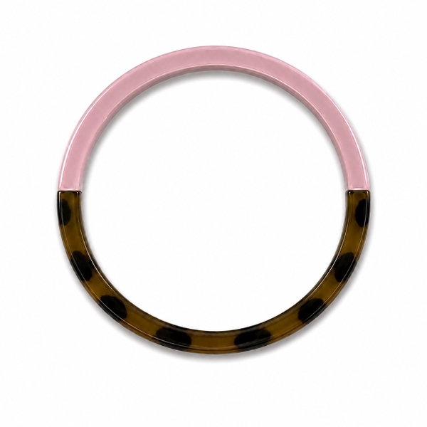 AZIET - Buffalo Horn & Lacquer Slim Bracelet in Pink & Leopard