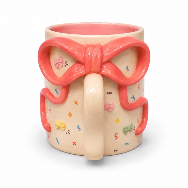 MEOW POTTERY - Ceramic Mug With Coral Bow Handle
