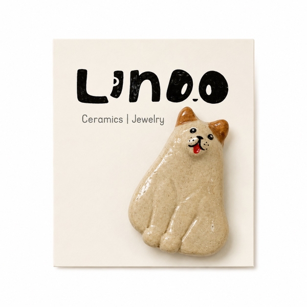 LINDO CRAFTS - Brown Ear Dog Ceramic Magnet