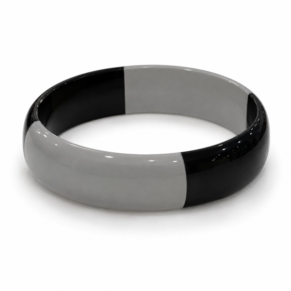 AZIET -  Buffalo Horn & Lacquer Medium Flat Bracelet in Grey