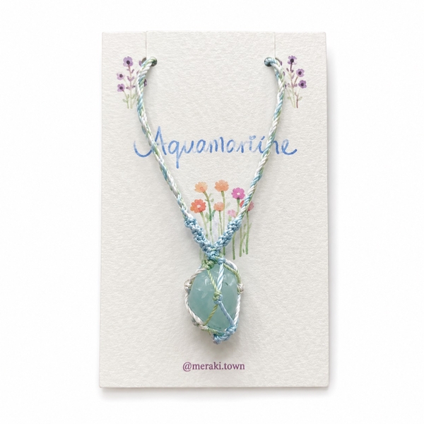 MERAKI TOWN - Macrame Necklace With Aquamarine Stone