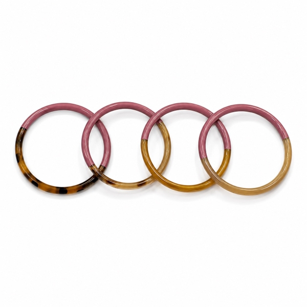 AZIET -  Buffalo Horn & Lacquer Set Bracelet in Dusty Rose