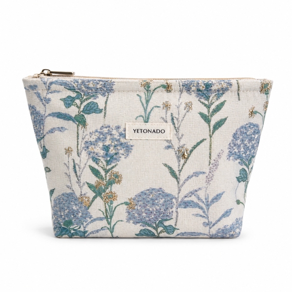 Make Up Purse - Blue Gliiter Flower