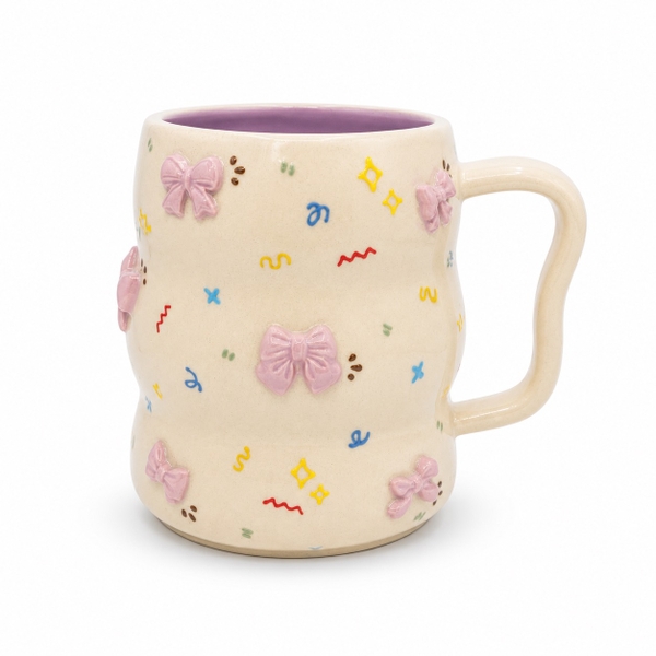MEOW POTTERY - Bubble Mug With Lilac Bow Charm