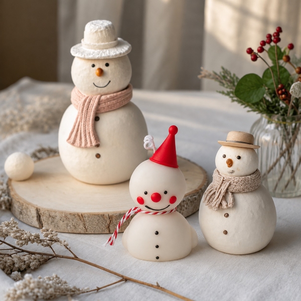 CHRISTMAS - Snowman With Red Hat Candle