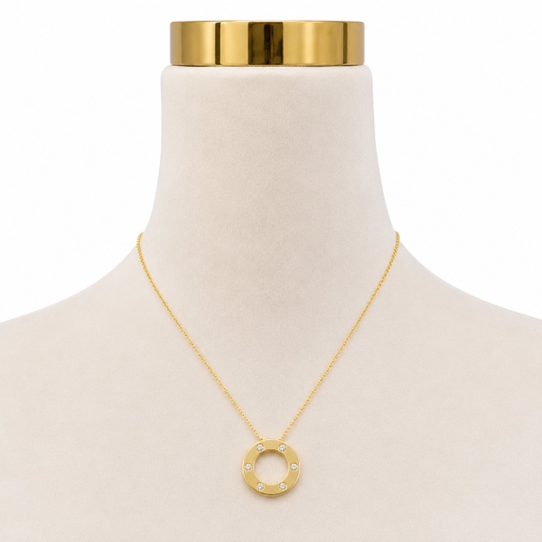 ROUGE - 18K Gold Plated Necklace With Hollow Round Pendant