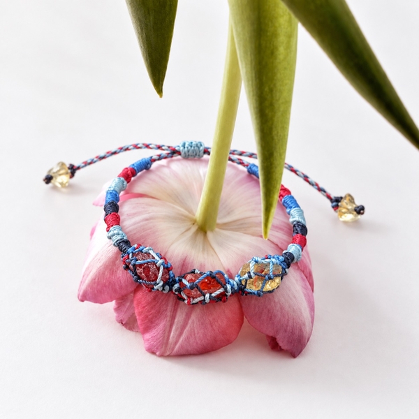 MERAKI TOWN - Triple Stone Bracelet in Citrine, Fire Quartz & Strawberry Quartz