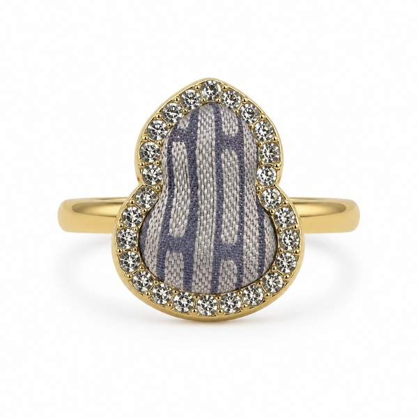 MỘC SAN - 16K Gold Plated & Silk Ring in Grey Calabash